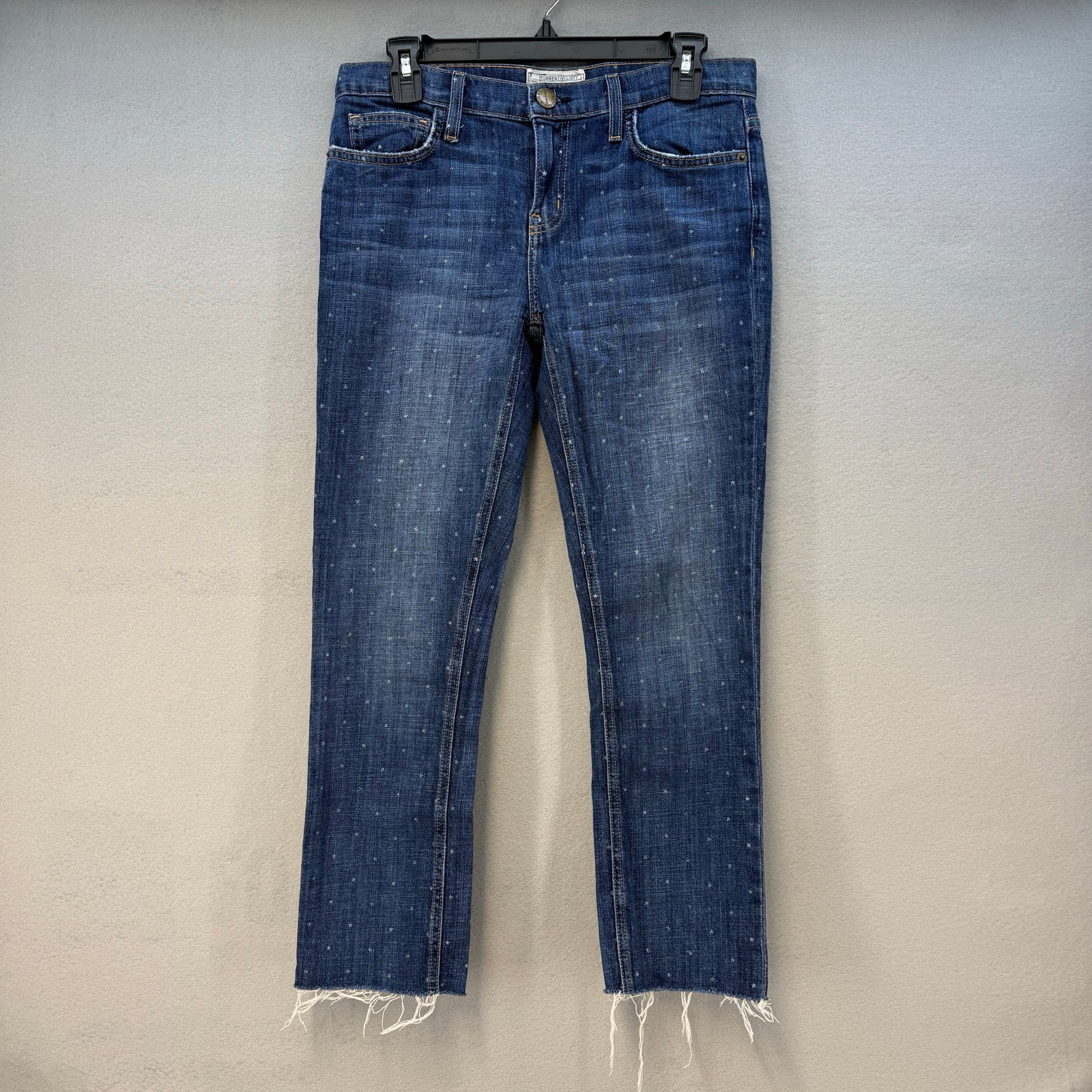 Current / Elliott Jeans Women's 26 (2) Blue Polka Dot Pattern Tapered Raw Hem